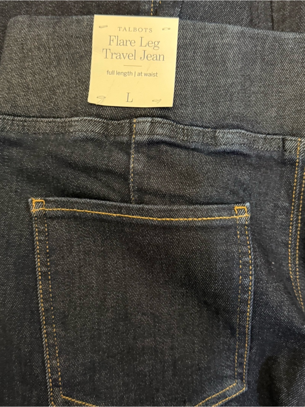 Talbots Dark Blue Flare Leg Travel Jean Front Seam Size Large NWT - Picture 5 of 6